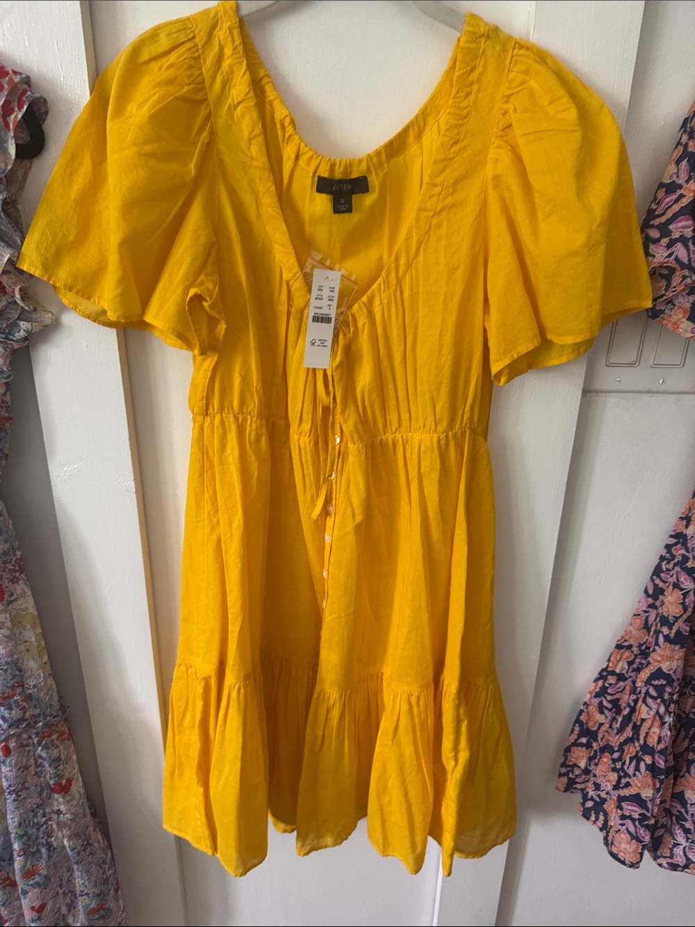 J. Crew Yellow Mini Dress with Puff Sleeves. Great as a beach coverup!